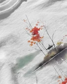 Erkek Beyaz Relaxed Fit %100 Pamuk Tişört – Suluboya Sonbahar Yaprakları Baskılı thumbnail 3