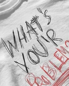 Erkek Beyaz Relaxed Fit %100 Pamuk Tişört – “WHAT’S YOUR PROBLEM?” Karakalem Tipografi Baskılı thumbnail 3