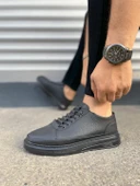 JY0535 Prime Bağcıklı Cilt Erkek Günlük Sneaker Ayakkabı CST - Siyah thumbnail 3