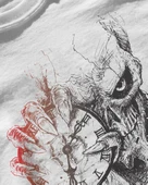 Erkek Beyaz Relaxed Fit %100 Pamuk Tişört –  İskelet & Saat Büyük Ön Baskılı thumbnail 3