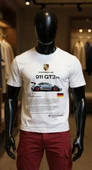 Erkek Beyaz Relaxed Fit %100 Pamuk Tişört – 911 GT3 RS Grafik + Sırt Teknik Baskılı thumbnail 1