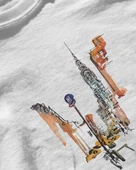 Erkek Beyaz Relaxed Fit %100 Pamuk Tişört – New York Suluboya Şehir Baskılı thumbnail 3