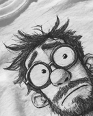 Erkek Beyaz Relaxed Fit %100 Pamuk Tişört – El Çizimi Karakalem Portre Baskılı thumbnail 3