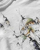 Erkek Beyaz Relaxed Fit %100 Pamuk Tişört – Mürekkep & Suluboya Mimari Kubbe Baskılı thumbnail 3