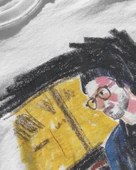 Erkek Beyaz Relaxed Fit %100 Pamuk Tişört – El‑Çizimi Portre Baskılı thumbnail 3