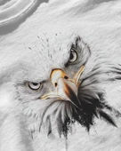 Erkek Beyaz Relaxed Fit %100 Pamuk Tişört – Büyük Ön Kartal Başı Baskılı thumbnail 3