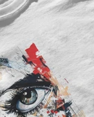 Erkek Beyaz Relaxed Fit %100 Pamuk Tişört – Soyut Göz & Mürekkep Baskılı thumbnail 3