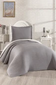 Elisa Dolgulu Çift Taraflı Tek Kişilik 180x240 Cm Yatak Örtüsü Koyu Gri thumbnail 1