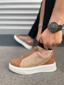 JY007 Alba Bağcıksız Süet Erkek Günlük Sneaker Ayakkabı SBT Taba/Vizon thumbnail 3