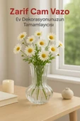 El Yapımı Şeffaf Cam Vazo – Papatya, Gül, Lilyum için Dekoratif Vazo 12 cm - 3