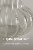 El Yapımı Şeffaf Cam Vazo – Papatya, Gül, Lilyum için Dekoratif Vazo 12 cm - 7