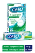 Corega Süper Protez Yapıştırıcı Krem Naneli 40gr + Cleanser Bio Temizleme Tableti 30'lu - 1