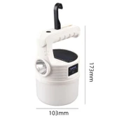 BUFFER® LED Güneş Enerjili Kamp Lambası–2000 Lümen Süper Parlak, 5 Aydınlatma Modlu,USB ile Şarj Edilebilir Dış Mekan,Asılabilir Torch El Feneri - 5