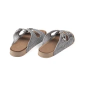 Kadın Gri Hasır Terlik Örgü Dantel Nakış İşlemeli Triko Yazlık Tatil Ev Günlük Terlik thumbnail 2