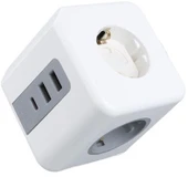 VEA VE-23089 Beyaz Grup Priz 3'Lü 2x USB 1x TYPE-C Çoçuk ve Termal Korumalı thumbnail 3