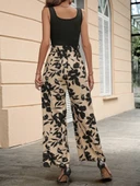 Kadın Askılı Yuvarlak Yaka Beli Kuşaklı üst Viskon Alt Dalgıç Tulum thumbnail 5