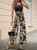 Kadın Askılı Yuvarlak Yaka Beli Kuşaklı üst Viskon Alt Dalgıç Tulum thumbnail 3