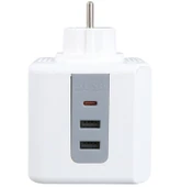VEA VE-23089 Beyaz Grup Priz 3'Lü 2x USB 1x TYPE-C Çoçuk ve Termal Korumalı thumbnail 2