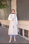 Kapşonlu Çıtçıtlı Kolsuz Cepli Uzun Kapitone Yelek - (38-46) - 71195 - Bej - 4