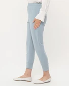 Step Paçası Manşetli Beli Lastikli Pantolon - (38-46) - 71125 - Buz Mavisi thumbnail 3