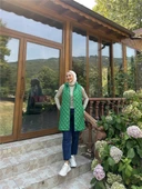 Despina Kapitone Fermuarlı Çıtçıtlı Kolsuz Yelek - (38-46) - 71150 - Koyu Yeşil - 5
