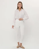 Step Paçası Manşetli Beli Lastikli Pantolon - (38-46) - 71125 - Krem thumbnail 1