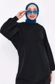 Hira Balon Kol Midi Boy Sade Basic Sweatshirt - 03031-1.003 - Siyah thumbnail 7