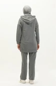 Kapşonlu O Yaka Sade Basic İkili Eşofman Spor Takımı - 03039-1.017 - Antrasit thumbnail 5