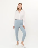 Step Paçası Manşetli Beli Lastikli Pantolon - (38-46) - 71125 - Buz Mavisi thumbnail 1