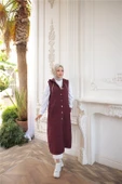 Kapşonlu Çıtçıtlı Kolsuz Cepli Uzun Kapitone Yelek - (38-46) - 71195 - Bordo - 1