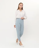 Step Paçası Manşetli Beli Lastikli Pantolon - (38-46) - 71125 - Buz Mavisi thumbnail 2