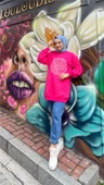 Papatya Taş Detaylı Nakış Baskılı Sweatshirt - (38-46) - 71143 - Fuşya thumbnail 7