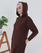 Atlas Kapşonlu Uzun Sade Basic Sweatshirt - 03007-1.020 - Mürdüm thumbnail 5