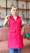 Ahenk Kapitone Cepli Kolsuz Yelek - (38-46) - 71152 - Fuşya - 7