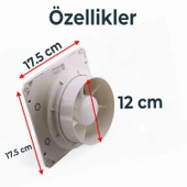 Süper Sessiz Aspiratör 120 mm Banyo WC Tuvalet Havalandırma Fanı Duvar Tipi Aspiratör Mutfak Hava thumbnail 2