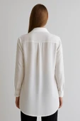 Kadın Büyük Beden Düğme Detaylı Jesica Kumaş Katlama Kol Gömlek Yaka Tunik - 11