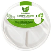 Roll-Up Nature Ekolojik Karton Kağıt Tek Kullanımlık 3 Bölmeli Tabak - 26 Cm. - 250 Adetlik 1 Paket thumbnail 1