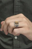 Kaplan Gözü Taşlı 925 Gümüş Erkek Yüzük thumbnail 7