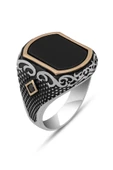 Siyah Oniks Taşlı 925 Erkek Gümüş Yüzük thumbnail 2