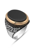 Oval Siyah Oniks Taşlı 925 Erkek Gümüş Yüzük thumbnail 2