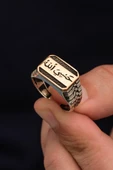 Hasbiyallah Yazılı Taşsız 925 Erkek Gümüş Yüzük thumbnail 3
