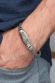 Yeni Tasarım Elişi 925 Ayar Gümüş Erkek Bileklik thumbnail 5