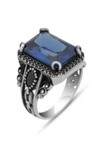 Serçe Parmak Lacivert Taşlı 925 Erkek Gümüş Yüzük thumbnail 2