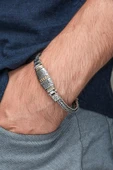 Yeni Tasarım Elişi 925 Ayar Gümüş Erkek Bileklik thumbnail 2