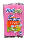 Burpak Frozen Kalın Kokteyl Buzlu İçecek Pipet - Düz - Pembe - 22 Cm. - 8 mm. -100 Adetlik Paket - 1