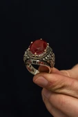 Kırmızı Paraiba Taşlı 925 Erkek Gümüş Yüzük thumbnail 6