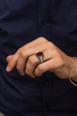 Oval Akik Taşlı  925 Gümüş Erkek Yüzük thumbnail 4