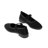 Kadın Siyah Anne Ayakkabısı Tokalı Süet Kaydırmaz Termo Taban Kısa Topuklu Rahat Günlük - 5