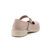 Kadın Bej Anne Ayakkabısı Tokalı Rugan Kaydırmaz Termo Taban Kısa Topuklu Rahat Günlük thumbnail 4