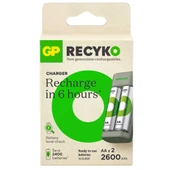 Gp Recyko E221 2x 2600 mAh R6 AA Kalem Pilli Şarj Cihazı thumbnail 3